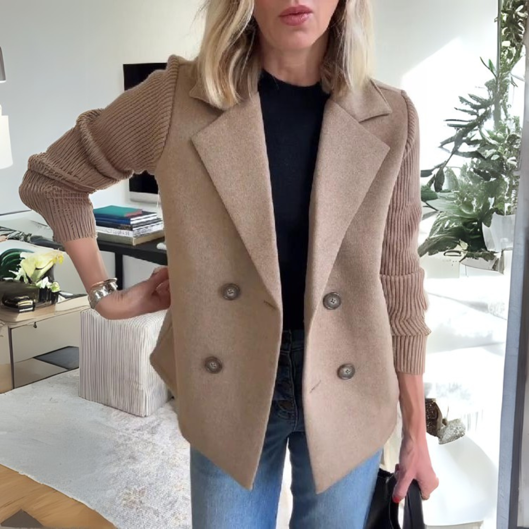 Pinar - Elegant Knit-Sleeve Blazer