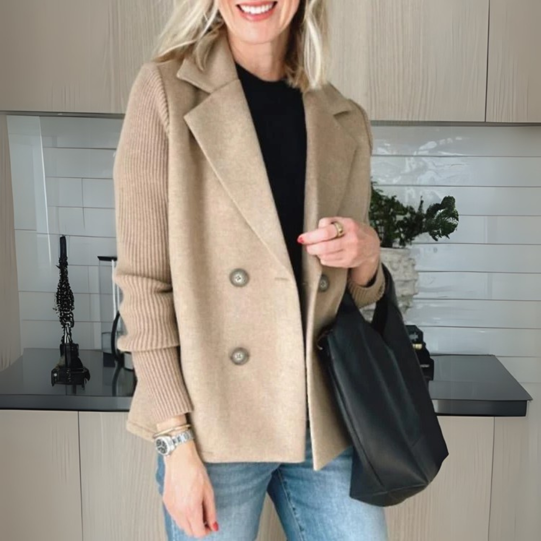 Pinar - Elegant Knit-Sleeve Blazer