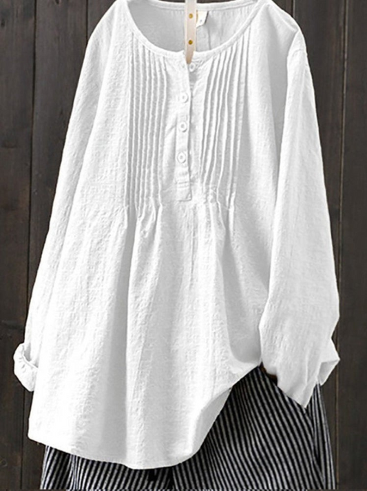 RENATA – RETRO COTTON LINEN CASUAL SHIRT