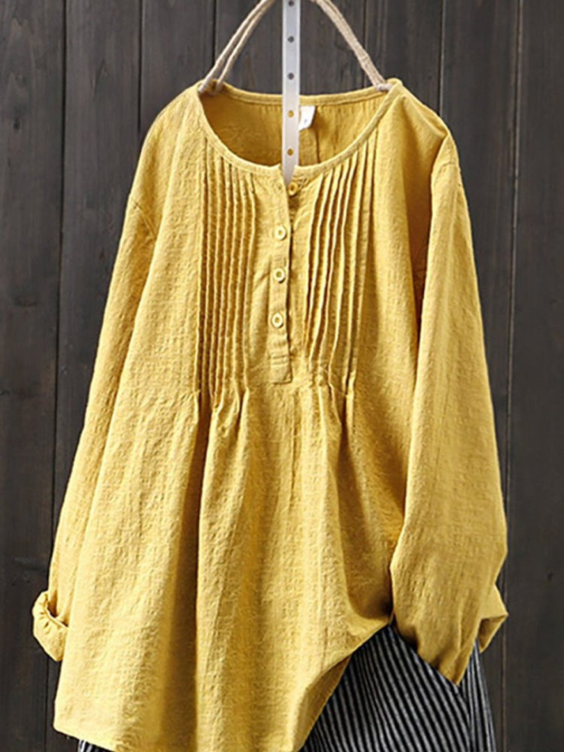 RENATA – RETRO COTTON LINEN CASUAL SHIRT