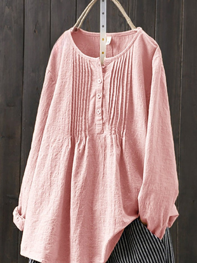 RENATA – RETRO COTTON LINEN CASUAL SHIRT