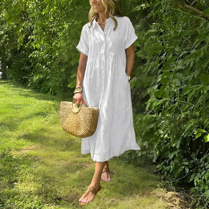 Fioria™ Flattering Striped Shirtdress